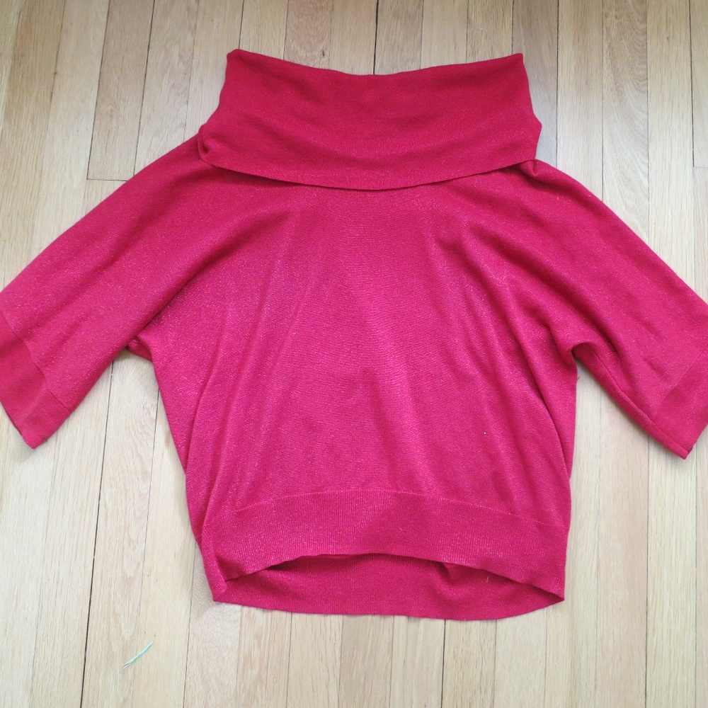 Michael Kors | Red Sparkly Cowl Neck 3/4 Sleeve Top | XL